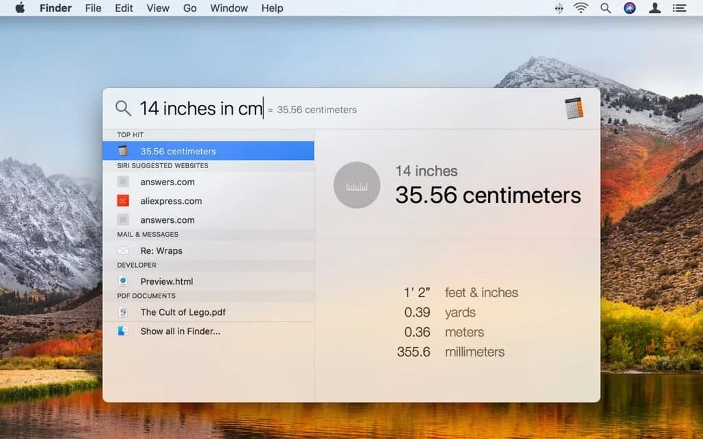 MAC OS Spotlight search